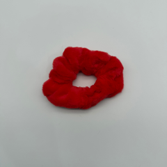 Kırmızı Peluş Scrunchie Saç Lastiği