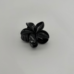 Parlak Siyah Çiçek Formlu Mandal Toka