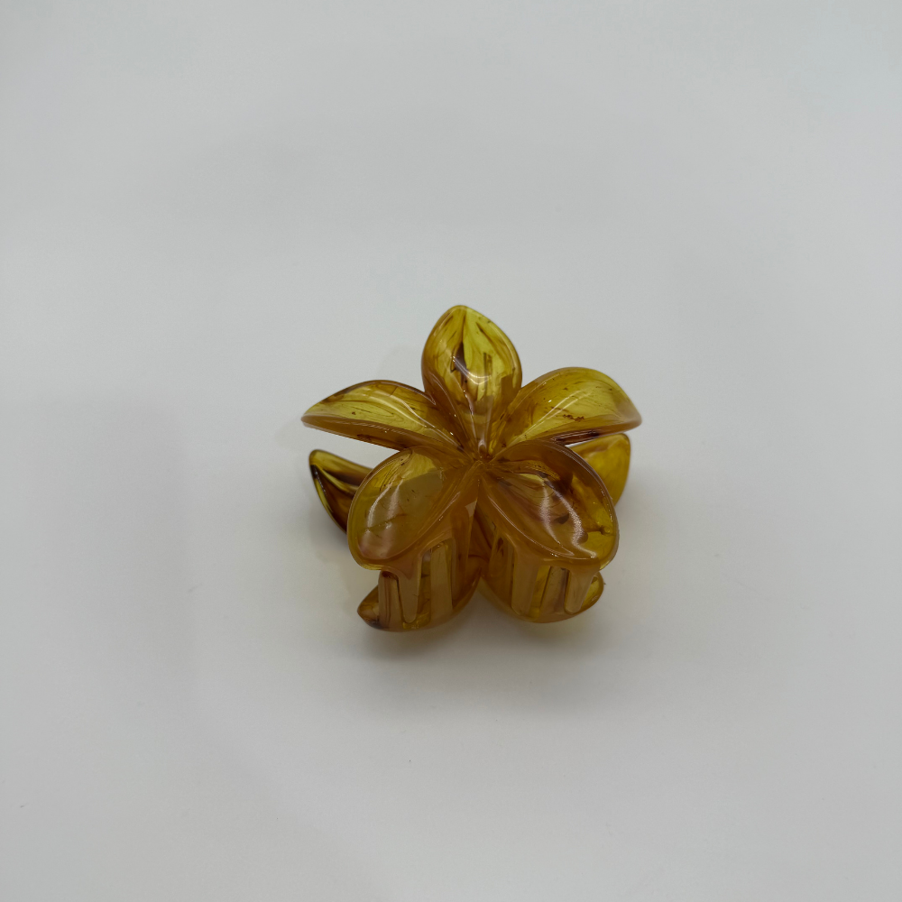 Bal Rengi Mermer Desenli Çiçek Formlu Mandal Toka