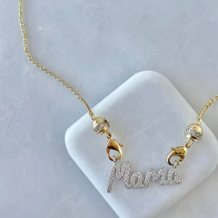 Zirkon Taşlı “Mama” Yazılı Kolye