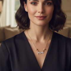 Zirkon Taşlı “Mama” Yazılı Kolye