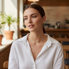 Zirkon Taşlı Minimal Choker Kolye