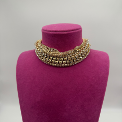 Zirkon Taşlı Çok Sıralı Gösterişli Choker Kolye