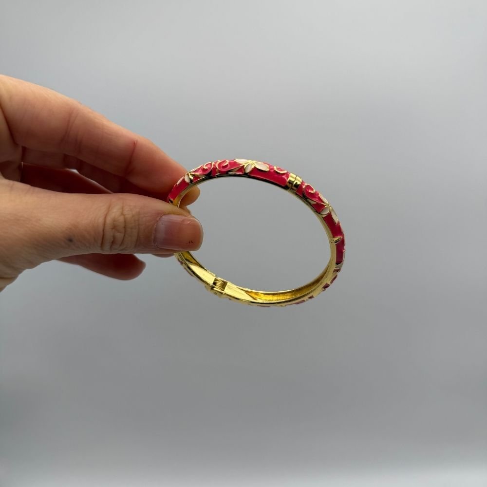 Kırmızı Mine Detaylı Gold Çelik Bileklik