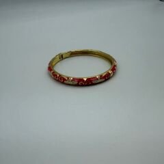 Kırmızı Mine Detaylı Gold Çelik Bileklik