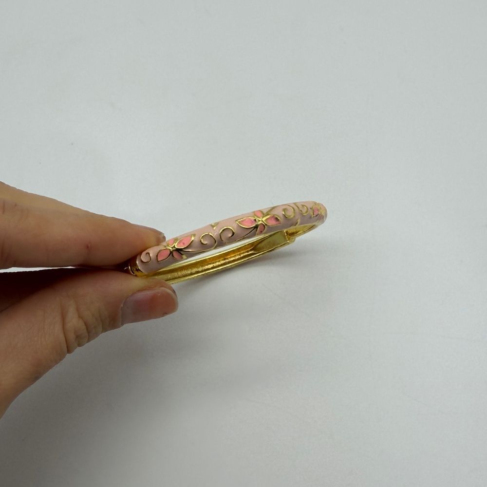 Açık Pembe Mine Detaylı Gold Çelik Bileklik