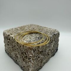 Yuvarlak Simli Gold Çelik Bileklik