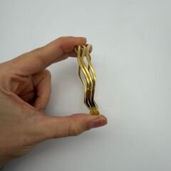 Dalgalı (Zig-Zag) Form Gold Çelik Bileklik