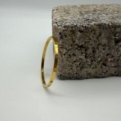 Taş Detaylı İnce Gold Çelik Kelepçe (Cartier) Bileklik