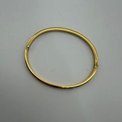 Taş Detaylı İnce Gold Çelik Kelepçe (Cartier) Bileklik