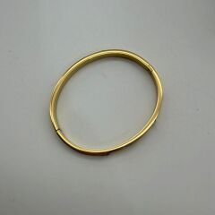 Taş Detaylı Kalın Gold Çelik Kelepçe Bileklik