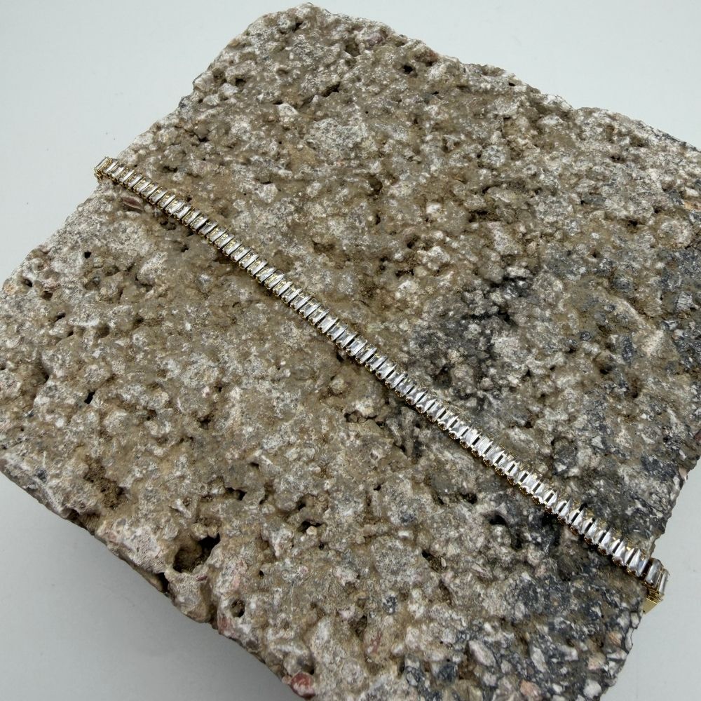 Gold Detaylı Gümüş Renk Çelik Bileklik