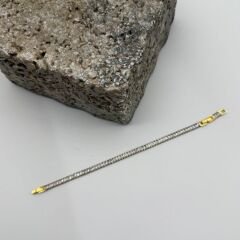 Gold Detaylı Gümüş Renk Çelik Bileklik