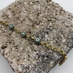 Nazar Boncuk Detaylı Gold Çelik Bileklik