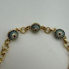 Nazar Boncuk Detaylı Gold Çelik Bileklik