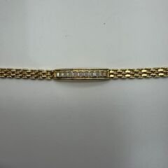 Baget Taş Detaylı Gold Çelik Bileklik