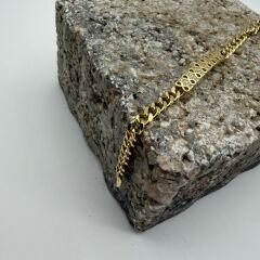 Sonsuzluk Motifli Taş Detaylı Gold Çelik Bileklik