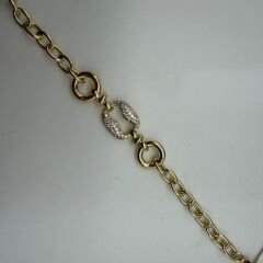 Oval Taş Detaylı Gold Çelik Zincir Bileklik