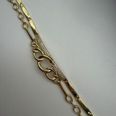 Taş Detaylı Gold Çelik Zincir Bileklik