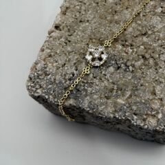 Işıltılı Taş Detaylı Gold Çelik Bileklik