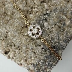 Işıltılı Taş Detaylı Gold Çelik Bileklik