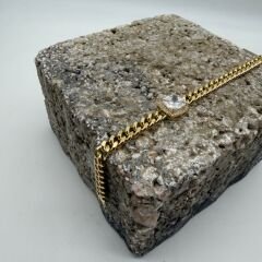 Baget Taş Detaylı Gold Zincir Bileklik