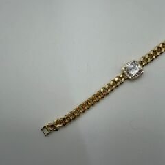 Baget Taş Detaylı Gold Zincir Bileklik