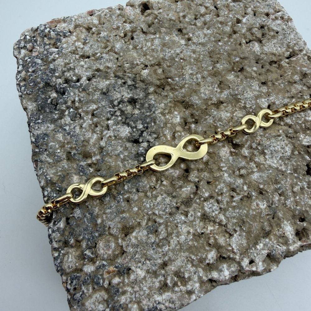 Sonsuzluk Figürlü Gold Zincir Bileklik