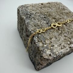 Sonsuzluk Figürlü Gold Zincir Bileklik