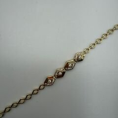 Geometrik Taş Detaylı Gold Zincir Bileklik