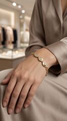 Geometrik Taş Detaylı Xuping Bileklik 14k Gold Zincir Bileklik