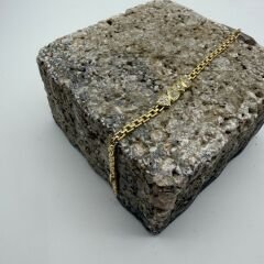 Üçgen Taş Detaylı Gold Zincir Bileklik