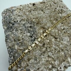 Baget Taş Detaylı Gold Zincir Bileklik