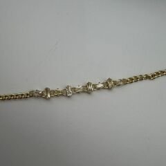 Baget Taş Detaylı Gold Zincir Bileklik