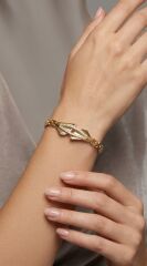 Geometrik Taş Detaylı  Xuping Bileklik 14k Gold Zincir Bileklik
