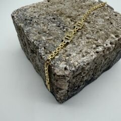 Geometrik Taş Detaylı Gold Zincir Bileklik