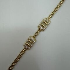 Geometrik Taş Detaylı Gold Zincir Bileklik