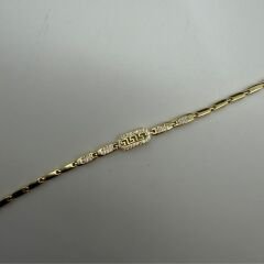 Yunan Motifli Taş Detaylı Gold Zincir Bileklik