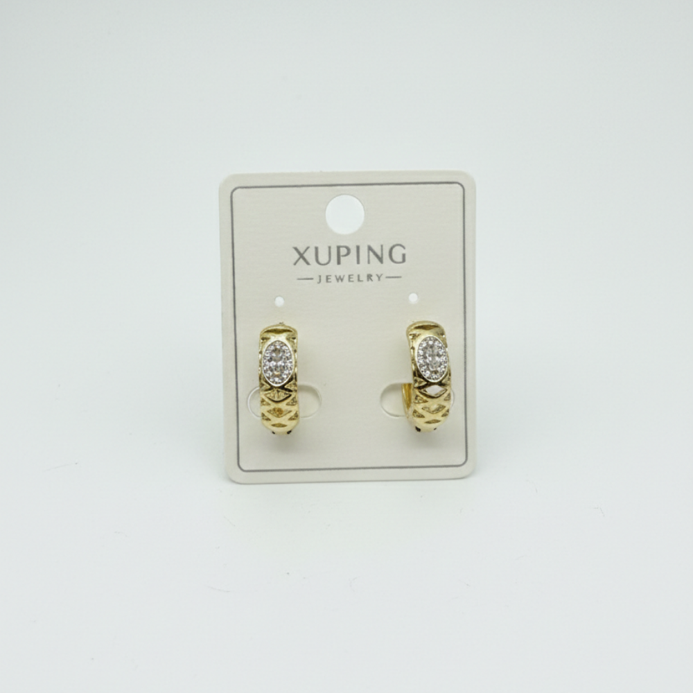 Çelik Altın Renk Taşlı Küpe