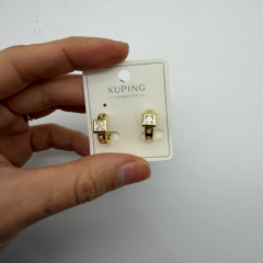 Xuping Çelik Kare Taşlı Küpe