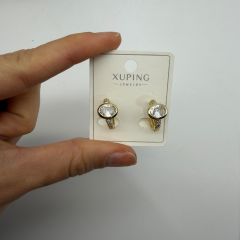 Xuping Çelik Oval Taşlı Küpe