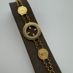 Mare Accessories | Reşat Figürlü Çeyrek Altın Yuvalı Çelik Bileklik