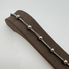 Mare Accessories | Top Boncuklu Üçlü İp Zincir Bileklik - Gümüş Renk