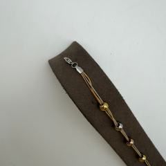 Mare Accessories | Top Boncuklu Üçlü İp Zincir Bileklik - Gümüş Gold Karışık