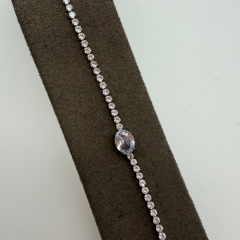 Mare Accessories | Tek Taş Detaylı Işıltılı Su Yolu Bileklik - Gümüş Renk