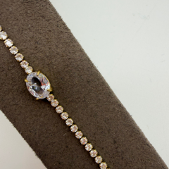 Mare Accessories | Tek Taş Detaylı Işıltılı Su Yolu Bileklik - Gold Renk