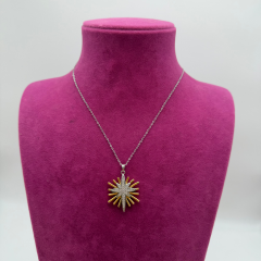 İki Renkli Kutup Yıldızı Çelik Kolye - Altın ve Gümüş Renk