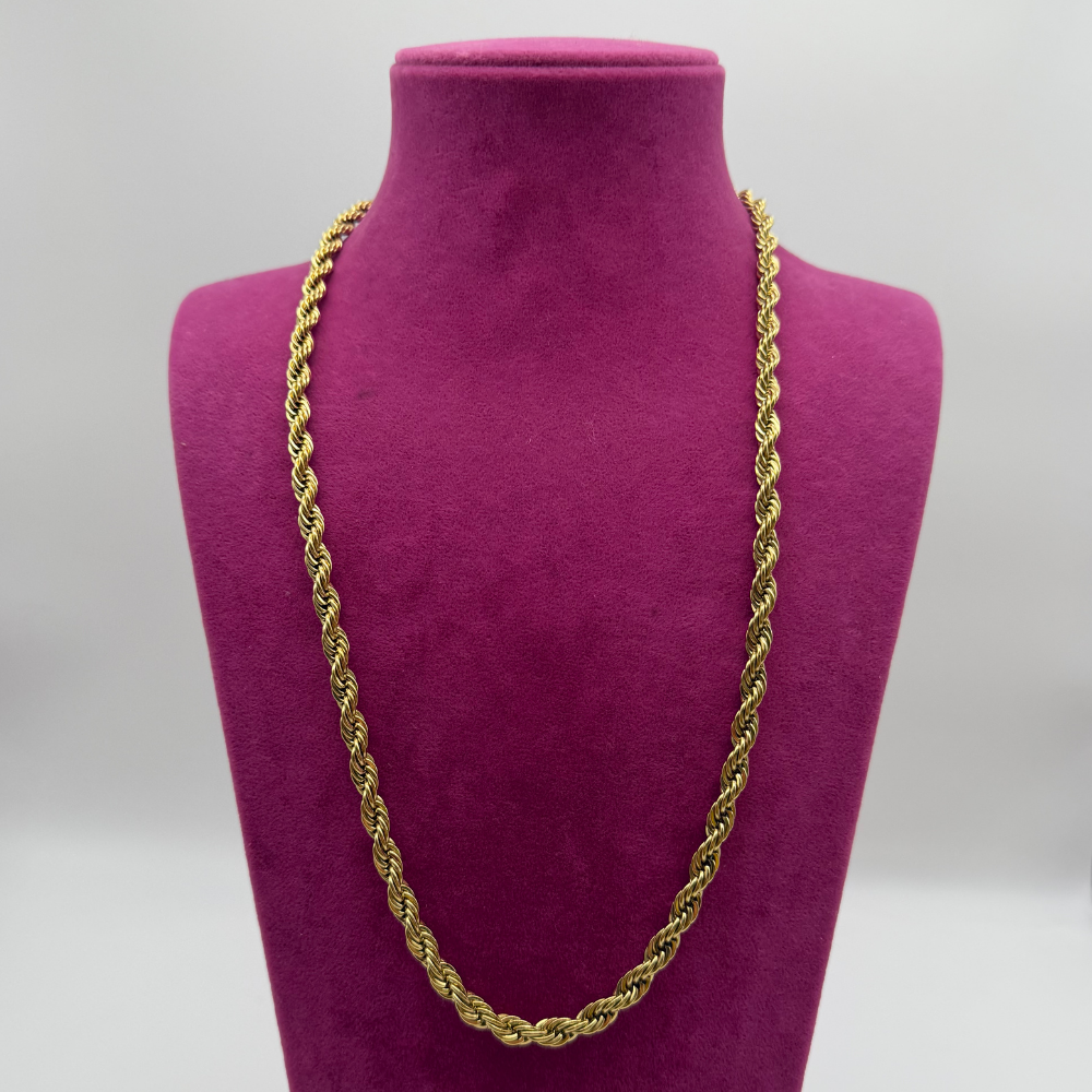 Altın Rengi Burgu Zincir Çelik Kolye - 60 cm