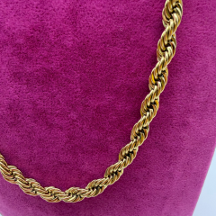 Altın Rengi Burgu Zincir Çelik Kolye - 60 cm