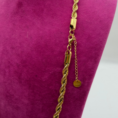 Altın Rengi Burgu Zincir Çelik Kolye - 60 cm